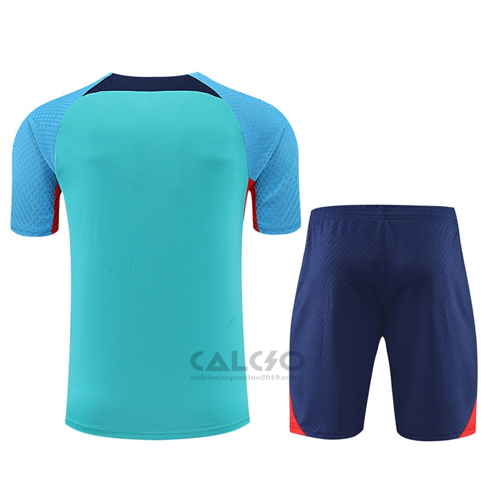 Tuta da Track FC Barcellona Manica Corta 2022-2023 Verde - Pantaloncini
